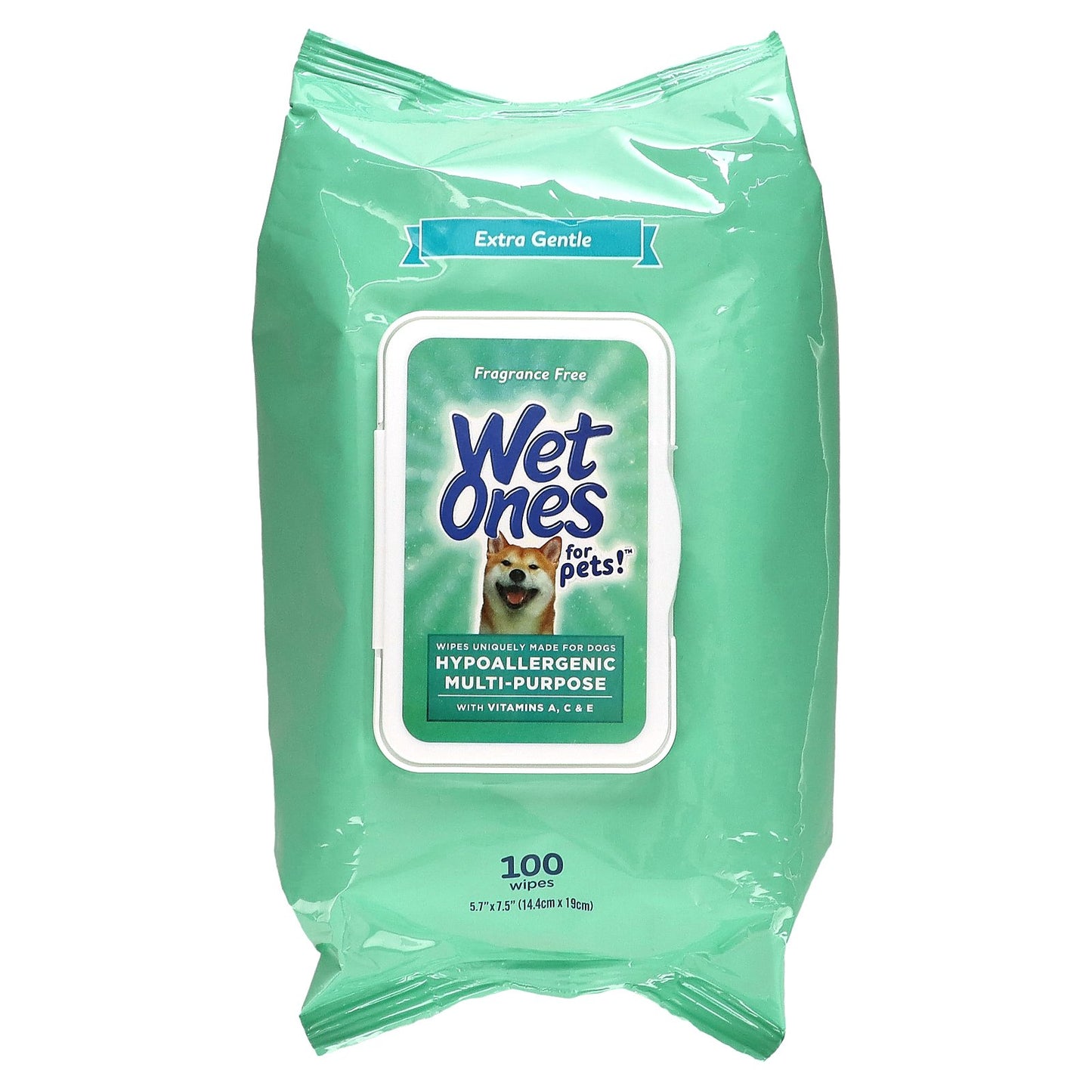 Wet Ones, Hypoallergenic Multi-Purpose with Vitamin A, C & E Wipes, For Dogs, Fragrance Free , 100 Wipes