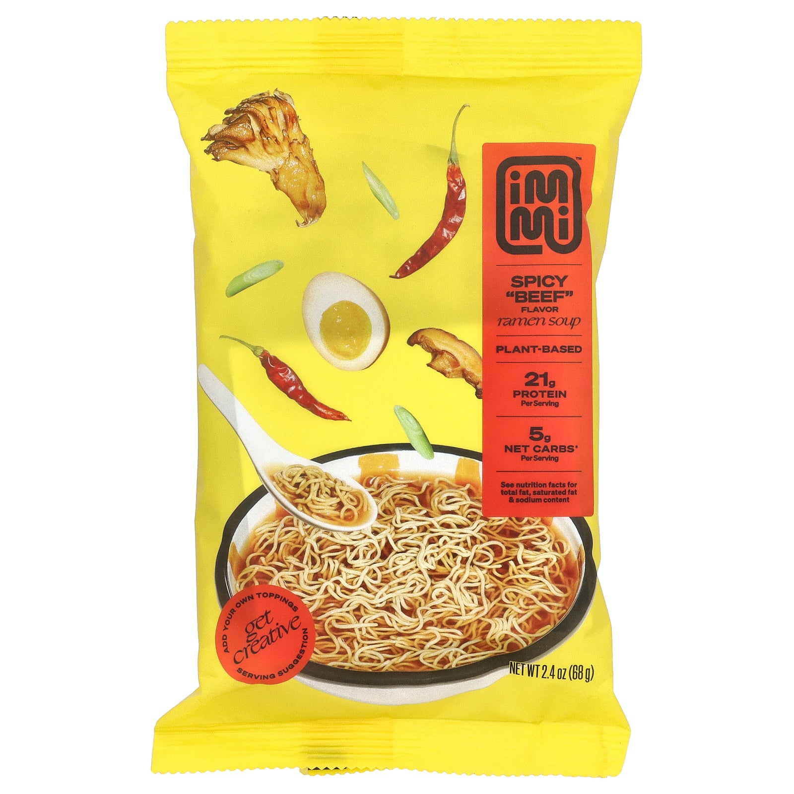 Immi, Ramen Soup, Spicy Beef, 2.4 oz (68 g)