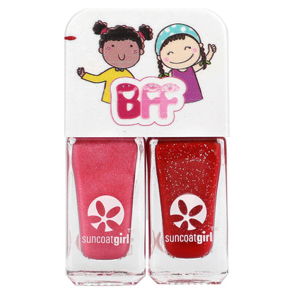 SuncoatGirl, Beauties Nail Polish Duo Set, Ballerina Pink Shimmer & Cherry Red, 2 Piece Set