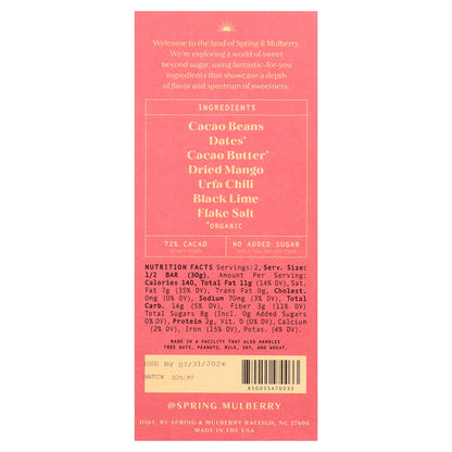 Spring & Mulberry, Date-Sweetened Chocolate, Mango Chili, 2.1 oz (60 g)