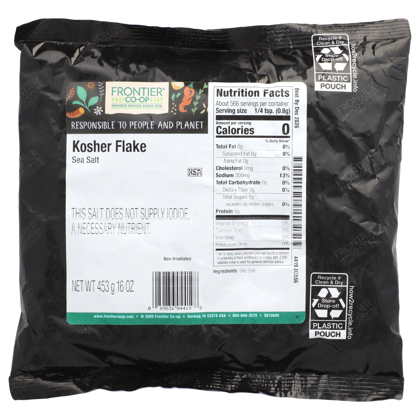 Frontier Co-op, Kosher Flake Sea Salt, 16 oz (453 g)