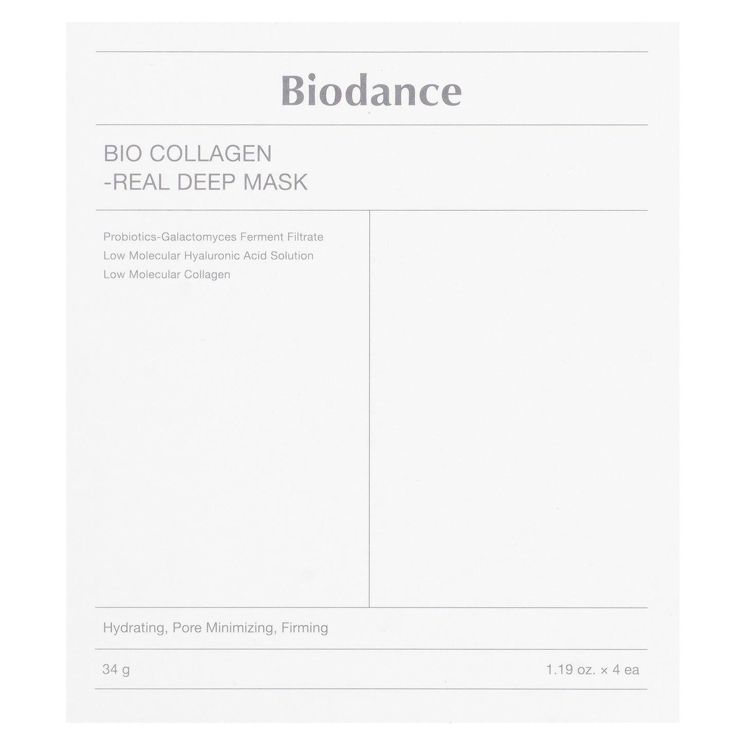 Biodance, Bio Collagen-Real Deep Beauty Mask, 4 Sheets, 1.19 oz (34 g) Each