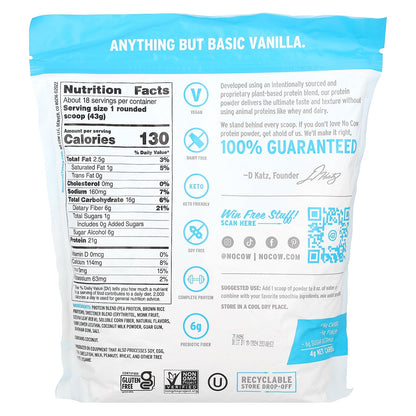 No Cow, Protein Powder, Creamy Vanilla, 1.7 lbs (774 g)