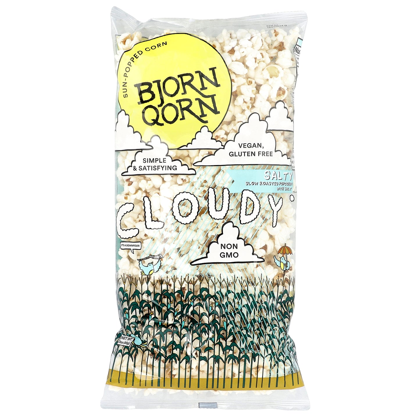 BjornQorn, Sun-Popped Corn, Cloudy Salty, 3 oz (85 g)