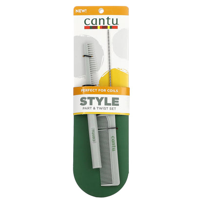 Cantu, Style, Part & Twist Set, 2 Combs