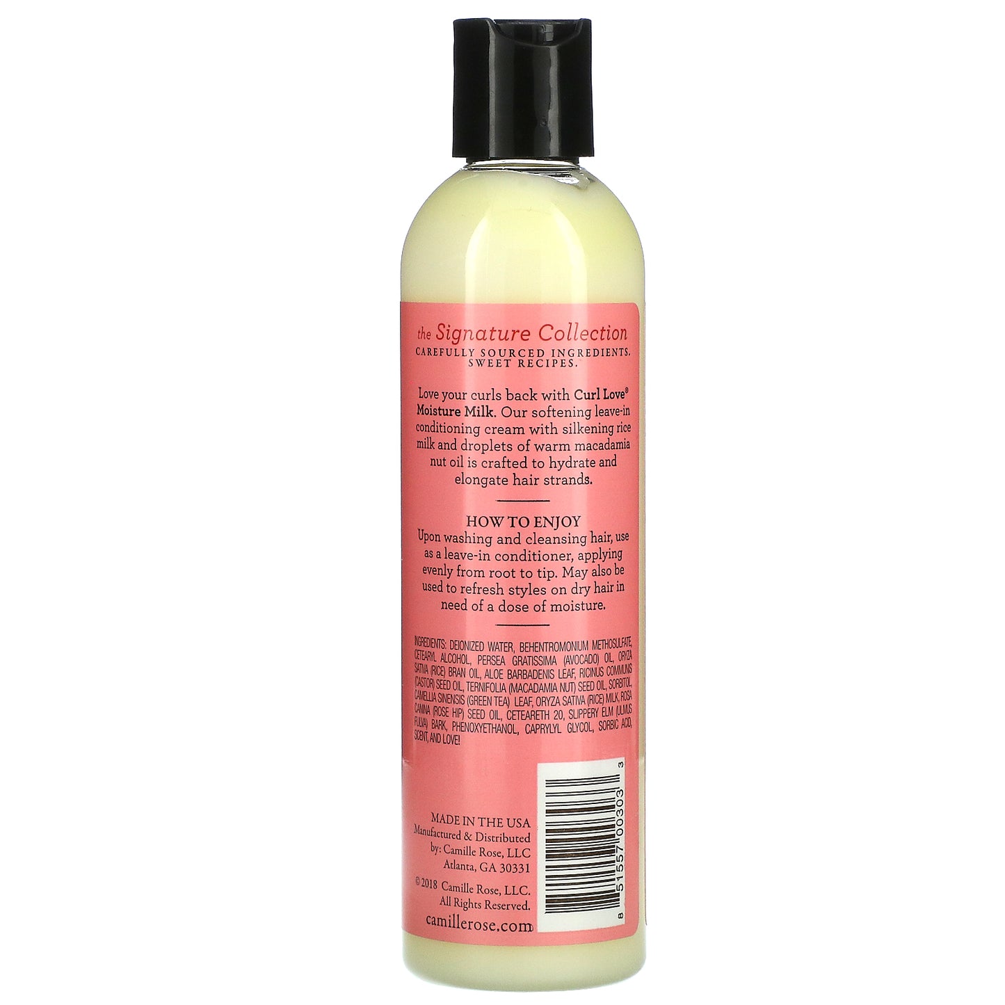 Camille Rose, Curl Love Moisture Milk, Leave-In Conditioning Cream, Rice Milk & Macadamia Oil, 8 oz (240 ml)