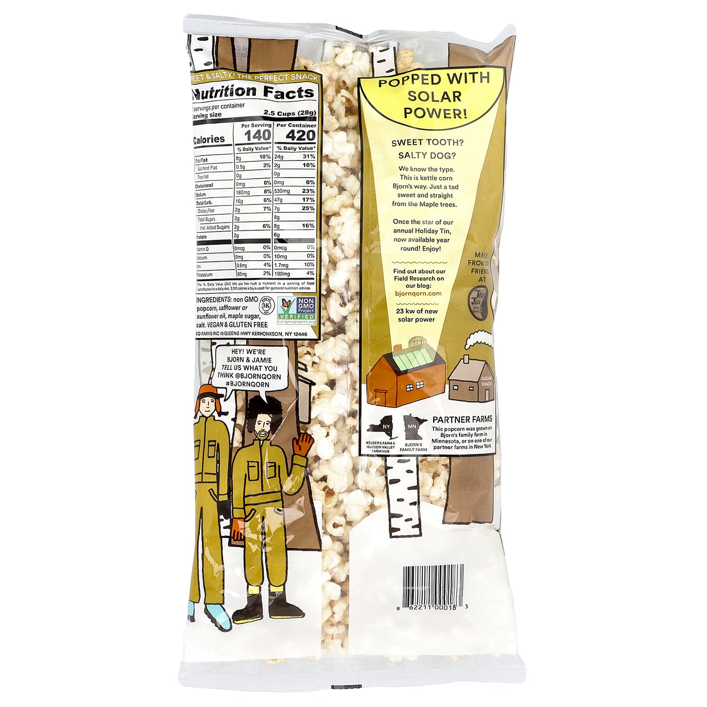 BjornQorn, Sun-Popped Corn, Maple, 3 oz (85 g)