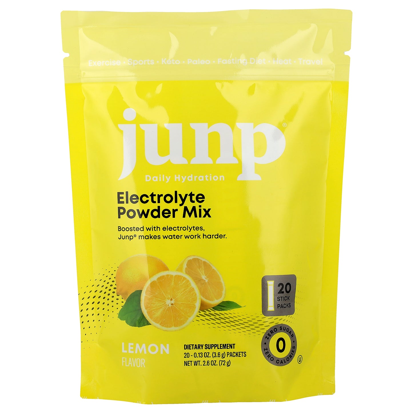 JUNP Hydration, Electrolyte Powder Mix, Lemon, 20 Stick Packs, 0.13 oz (3.6 g) Each