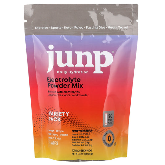 JUNP Hydration, Electrolyte Powder Mix, Variety Pack , 20 Stick Packs, 2.68 oz (75.6 g)