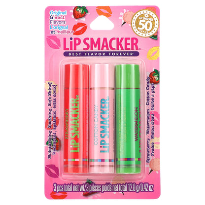 Lip Smacker, Lip Balm, Original & Best Flavors, 3 Pack, 0.14 oz (4 g) Each