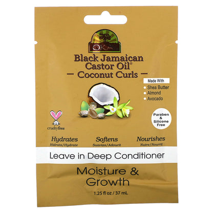 Okay Pure Naturals, Black Jamaican Castor Oil, Coconut Curls, Leave in Deep Conditioner, 1.25 fl oz (37 ml)