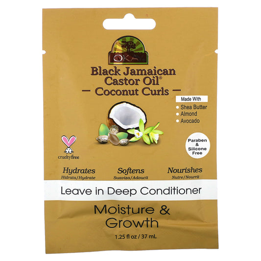 Okay Pure Naturals, Black Jamaican Castor Oil, Coconut Curls, Leave in Deep Conditioner, 1.25 fl oz (37 ml)