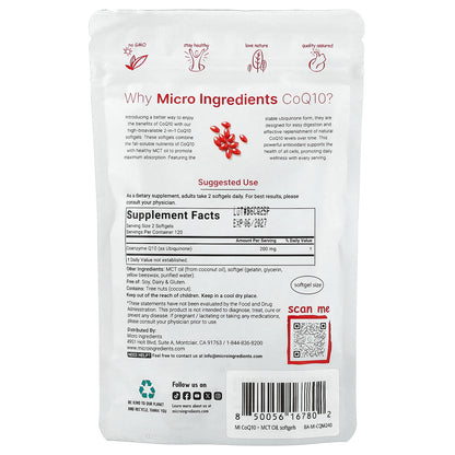 Micro Ingredients, CoQ10, 240 Softgels (100 mg per Softgel)