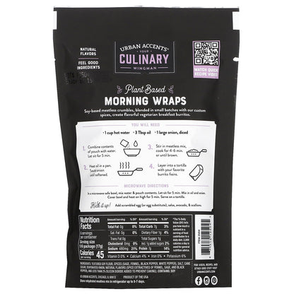 Urban Accents, Plant Based Morning Wrap, Ground Veggie Meatless Mix, Country Breakfast, 3.7 oz (105 g)