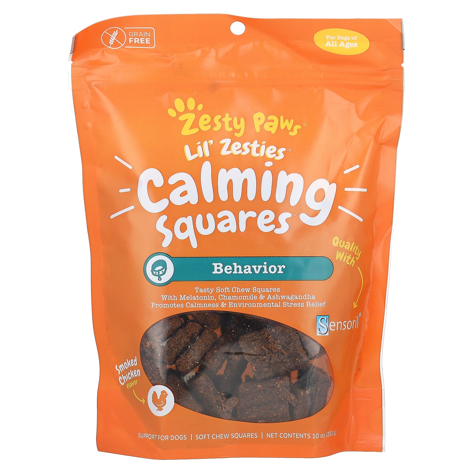 Zesty Paws, Lil' Zesties, Calming Squares, For Dogs, All Ages, Smoked Chicken, 10 oz (283 g)