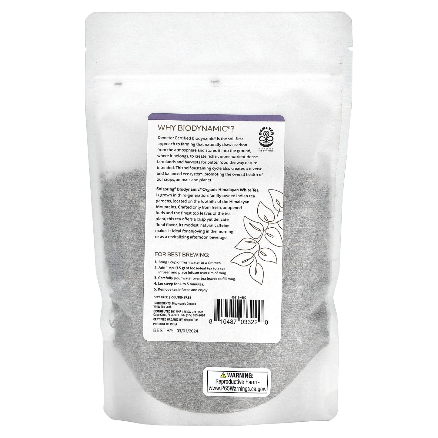 Dr. Mercola, Solspring®, Biodynamic®, Organic Himalayan White Tea, Loose Leaf, 4 oz (113.3 g)