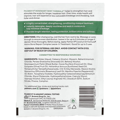 Palmer's, Rosemary Mint Formula™ With Vitamin E, Strengthening Pack, 2.1 oz (60 g)