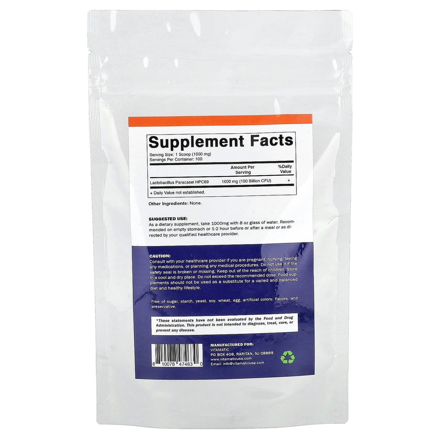 Vitamatic, Lactobacillus Paracasei, 3.5 oz (100 g)