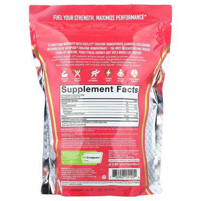 SteelFit, Creatine Monohydrate Gummies, Juicy Watermelon, 120 Gummies