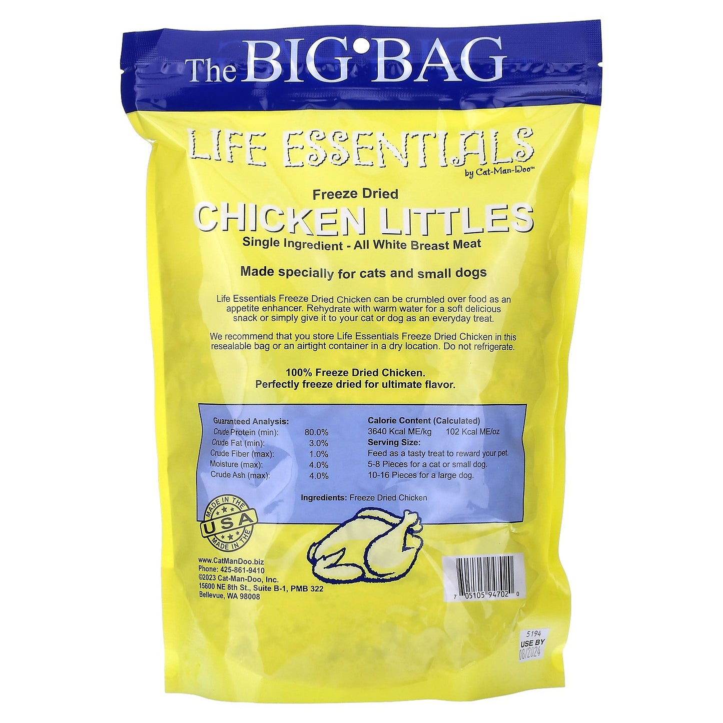 Cat-Man-Doo, Life Essentials, Freeze Dried Chicken Littles, For Cats & Dogs, 16 oz (453.6 g)