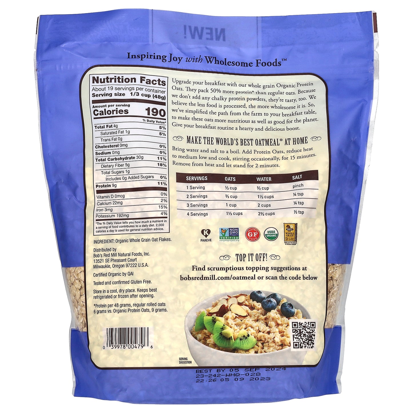 Bob's Red Mill, Organic Protein Oats, 32 oz (907 g)