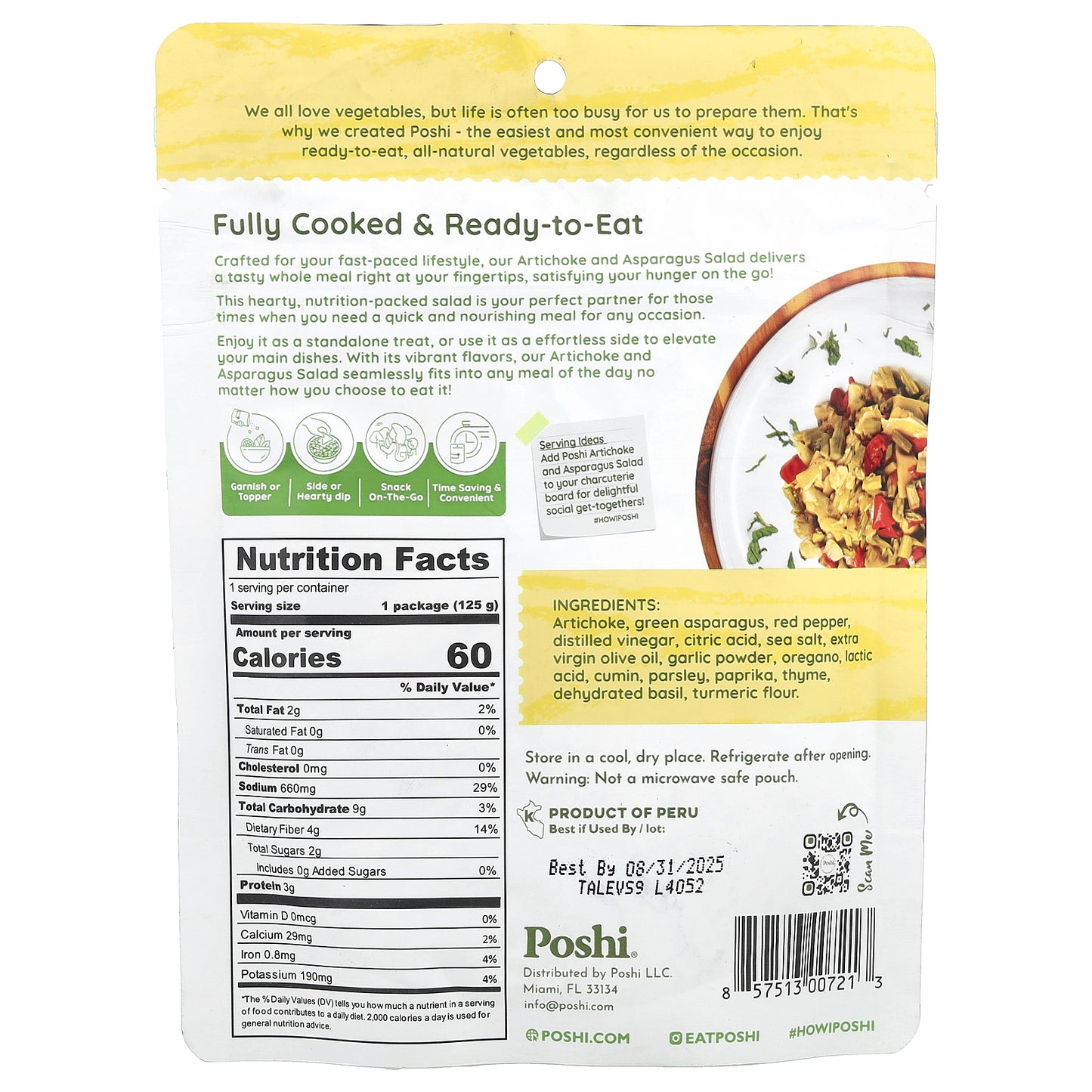 Poshi, Easy Chef, Artichoke and Asparagus Salad, 4.4 oz (125 g)