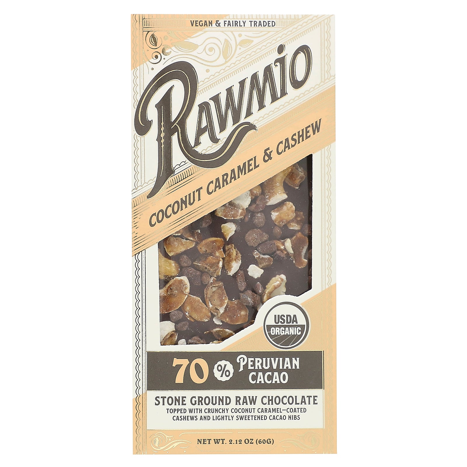 Rawmio, Stone Ground Raw Chocolate, Coconut Caramel & Cashew, 2.12 oz (60 g)