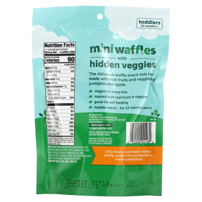 Beech-Nut, Mini Waffles with Hidden Veggies, 12+ Months, Pumpkin, Apple & Cinnamon, 3.2 oz (90 g)