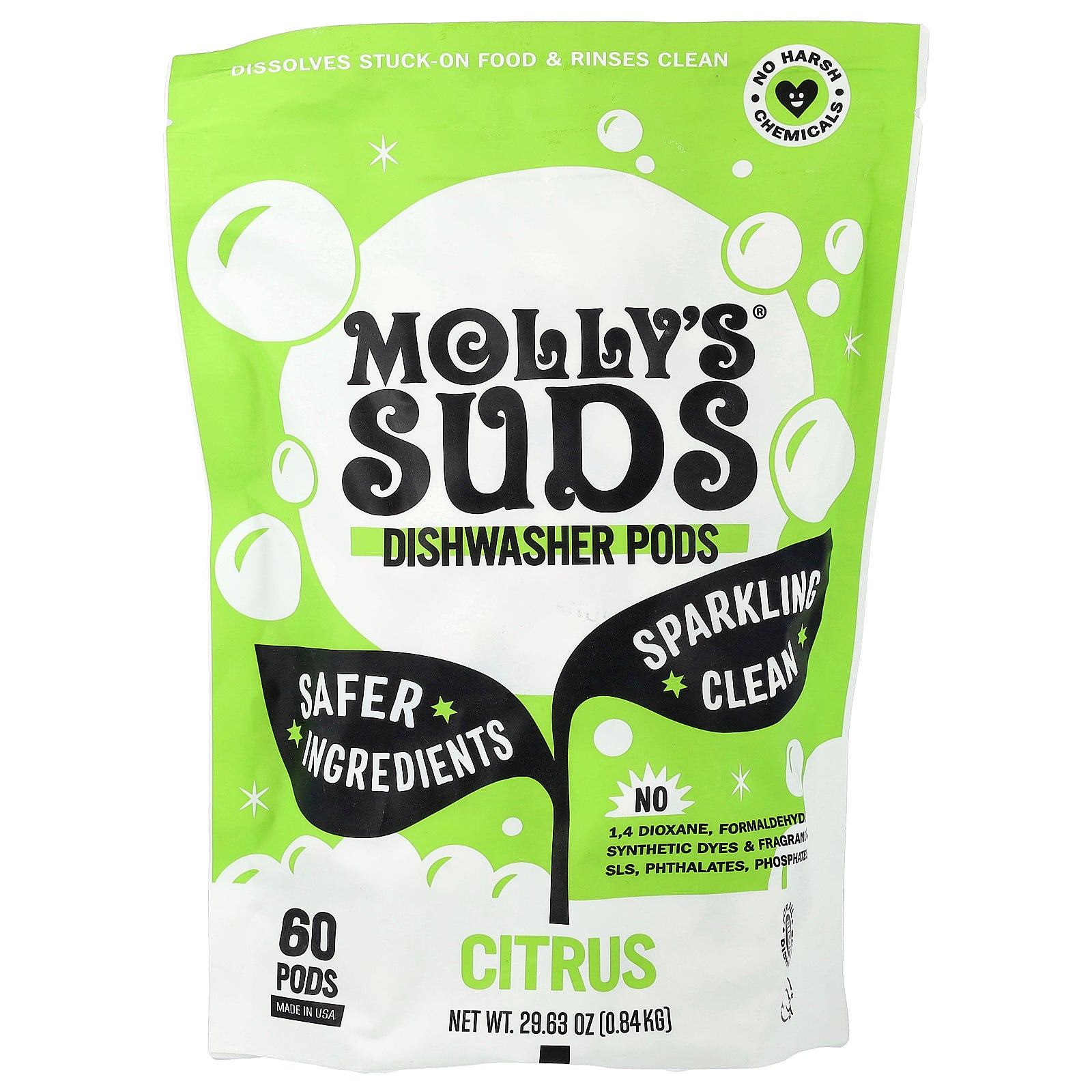 Molly's Suds, Dishwasher Pods, Citrus, 60 Pods, 29.63 oz (0.84 kg)
