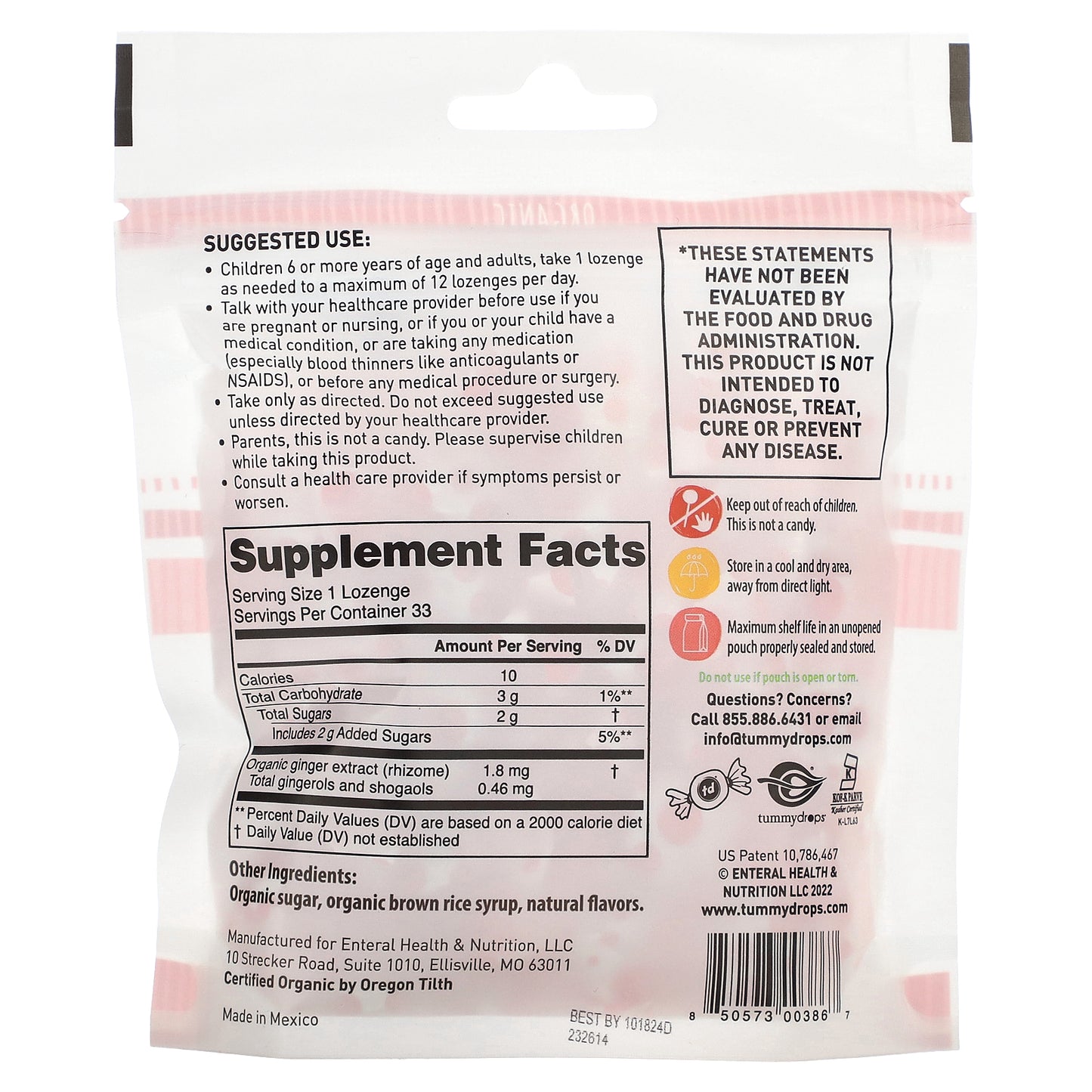 Tummydrops, Organic Strawberry Ginger, 33 Lozenges