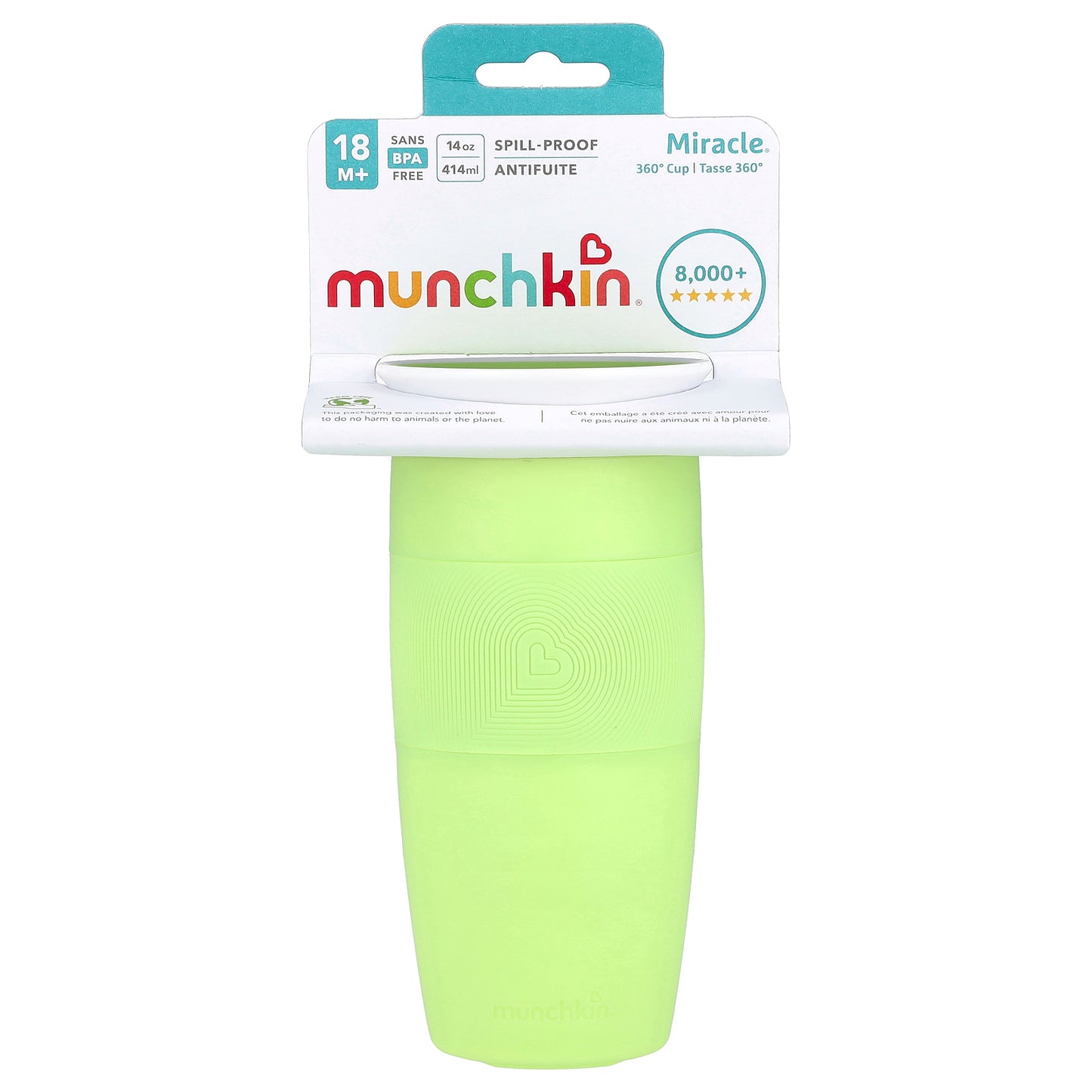 Munchkin, Miracle® 360° Cup, 18 Months+, Light Green, 14 oz (414 ml)