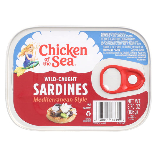 Chicken of the Sea, Wild-Caught Sardines, Mediterranean Style, 3.75 oz (106 g)