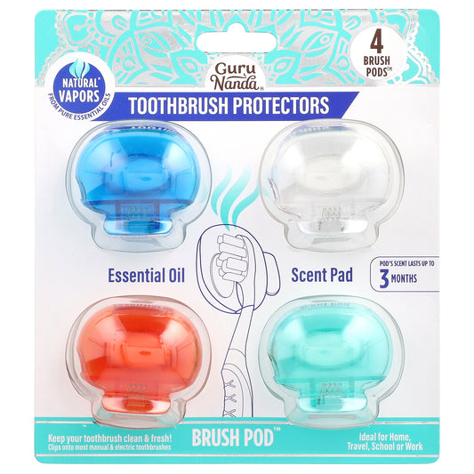GuruNanda, Toothbrush Protectors, 4 Brush Pods