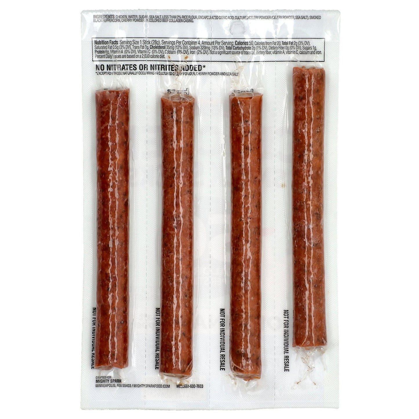 Mighty Spark, Chicken Snack Sticks, Original Sea Salt & Pepper, 4 Sticks