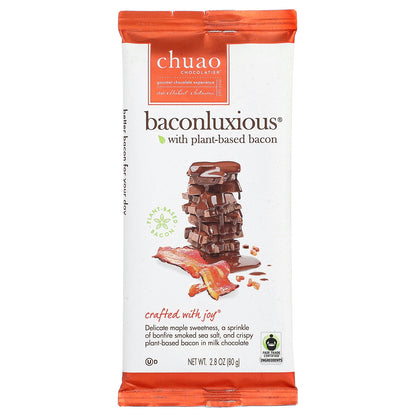 Chuao Chocolatier, Milk Chocolate Bar, Baconluxious® with Plant-Based Bacon, 2.8 oz (80 g)