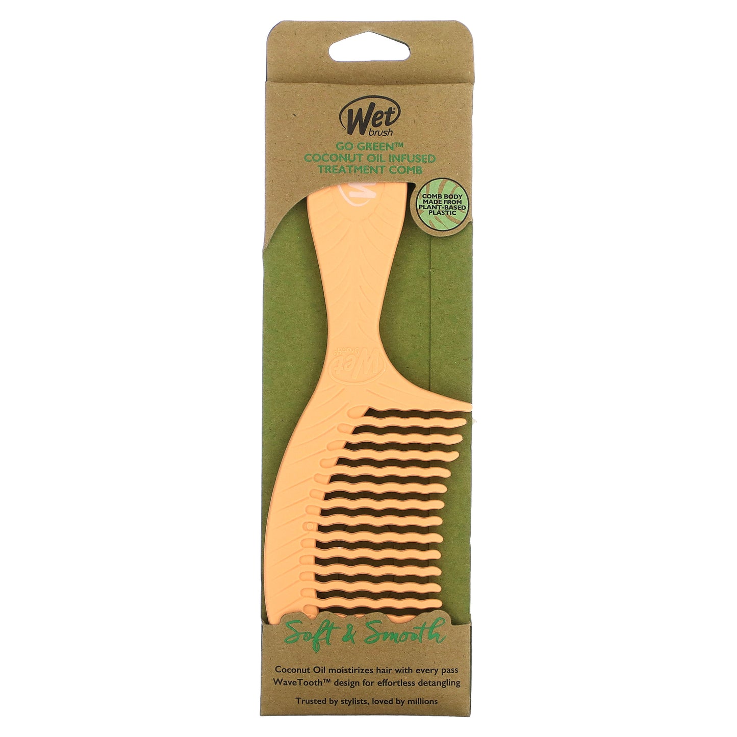 Wet Brush, Go Green Coconut Oil Infused Treatment Comb, Soft & Smooth, 1 Brush
