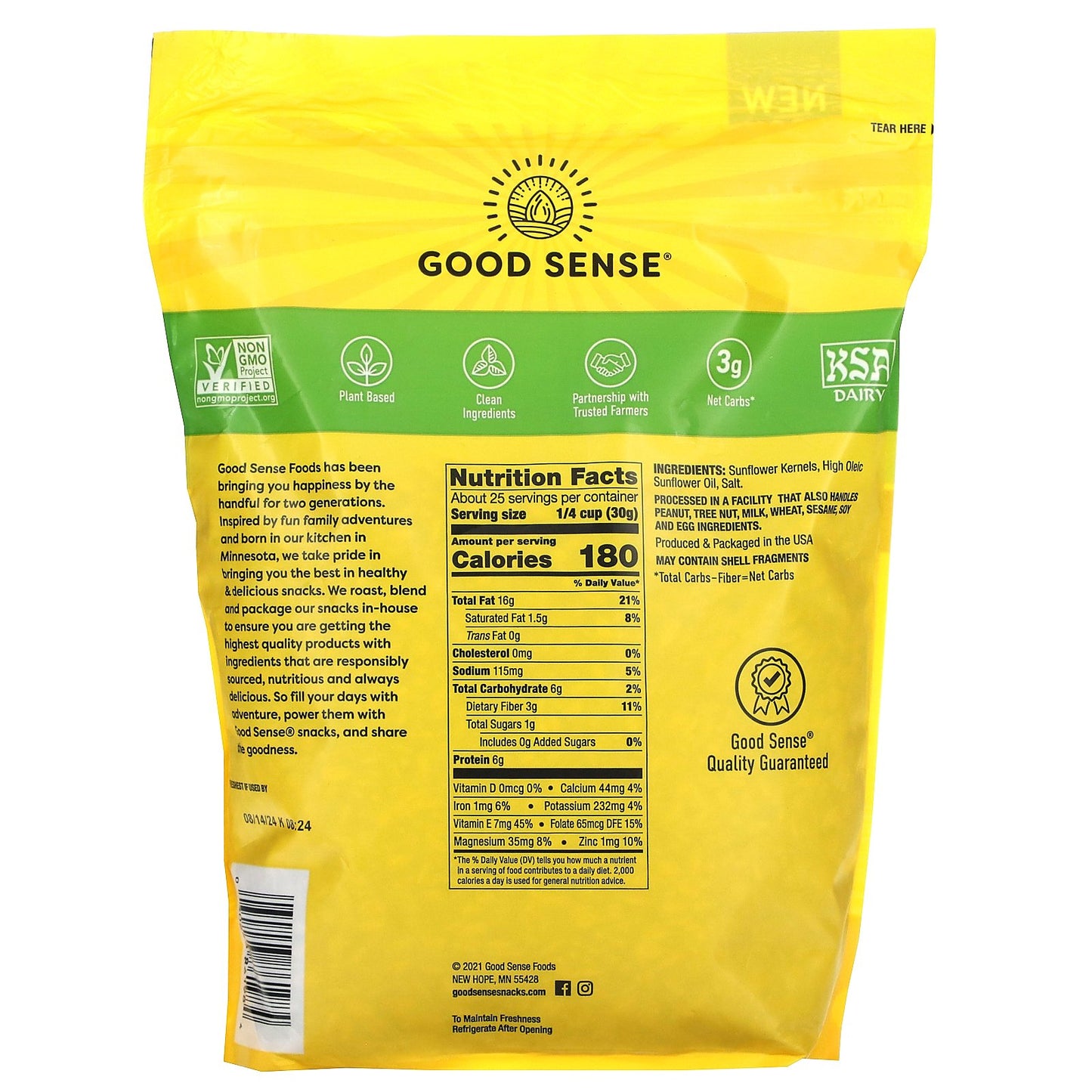 Good Sense, Sunflower Kernels, Salted, Roasted, 26 oz (737 g)