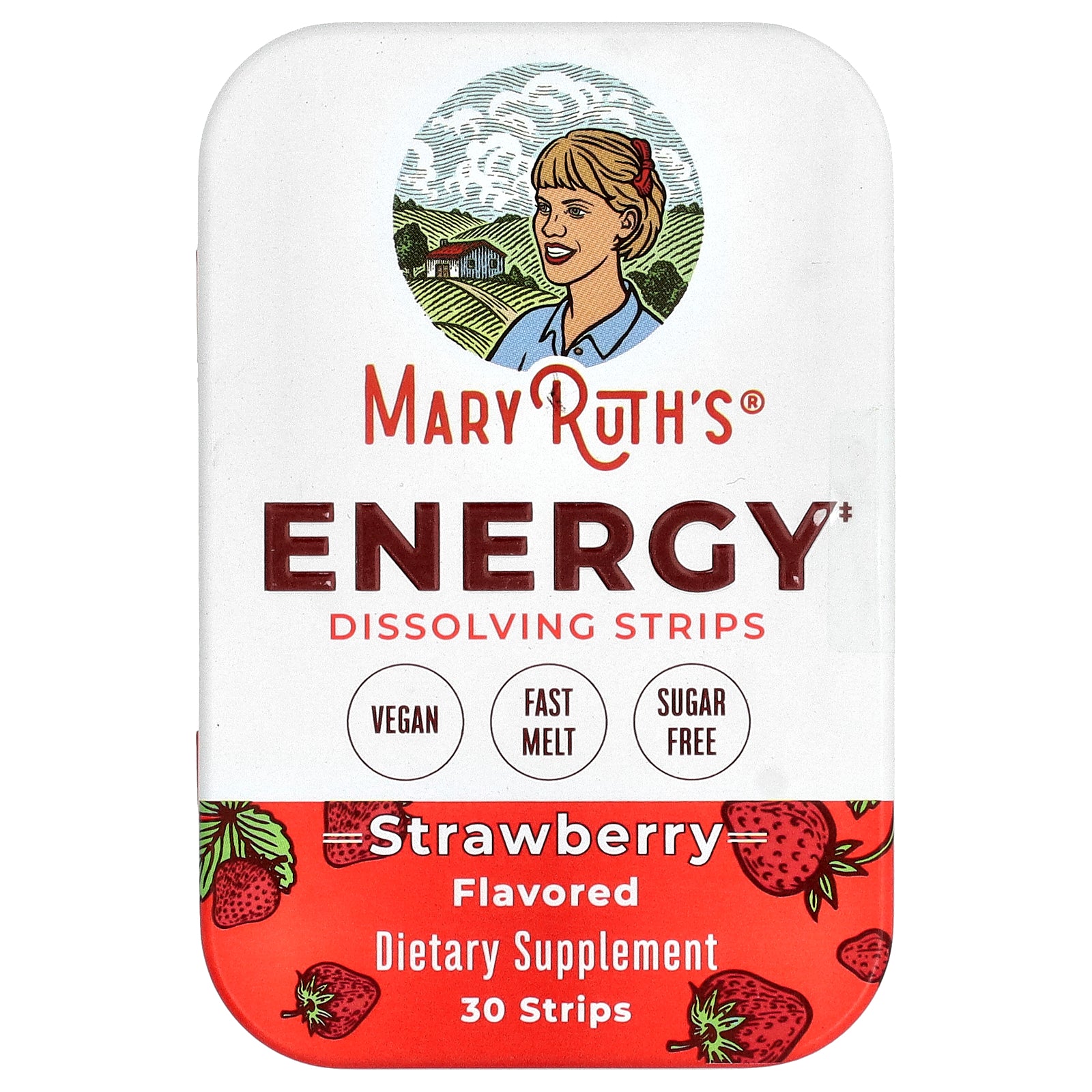 MaryRuth's, Energy Dissolving Strips, Strawberry, 30 Strips