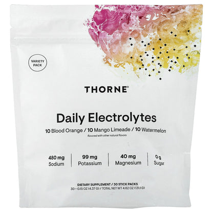 Thorne, Daily Electrolytes, Variety Pack, 30 Stick Packs, 0.15 oz (4.37 g) Each