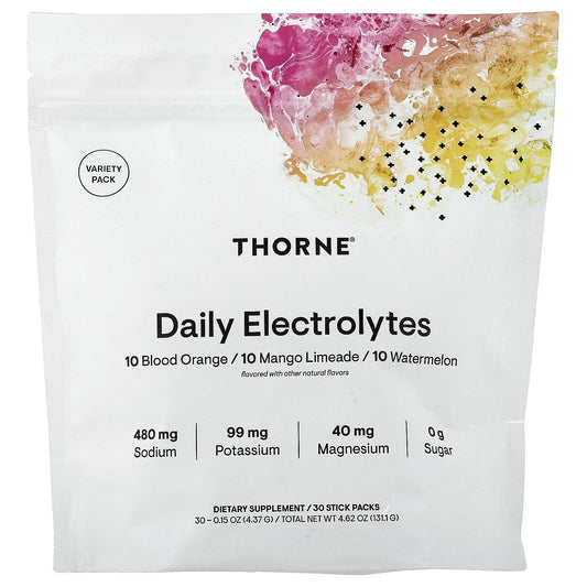 Thorne, Daily Electrolytes, Variety Pack, 30 Stick Packs, 0.15 oz (4.37 g) Each