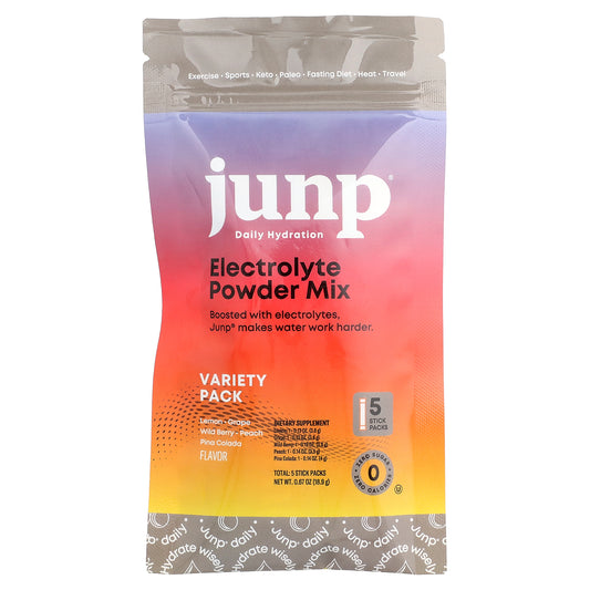 JUNP Hydration, Electrolyte Powder Mix, Variety Pack, 5 Stick Packs, 0.67 oz (18.9 g)