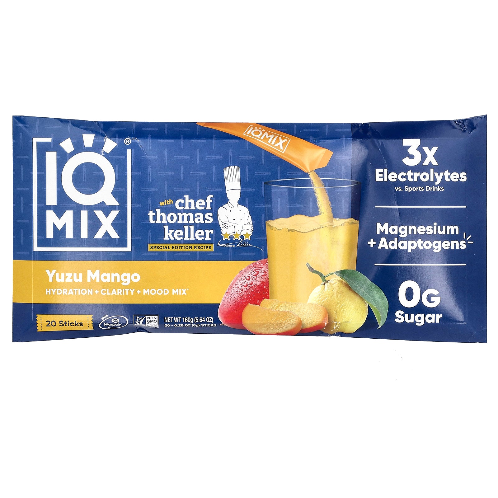 IQBAR, IQMIX®, Hydration + Clarity + Mood Mix, Yuzu Mango, 20 Sticks, 0.28 oz (8 g ) Each