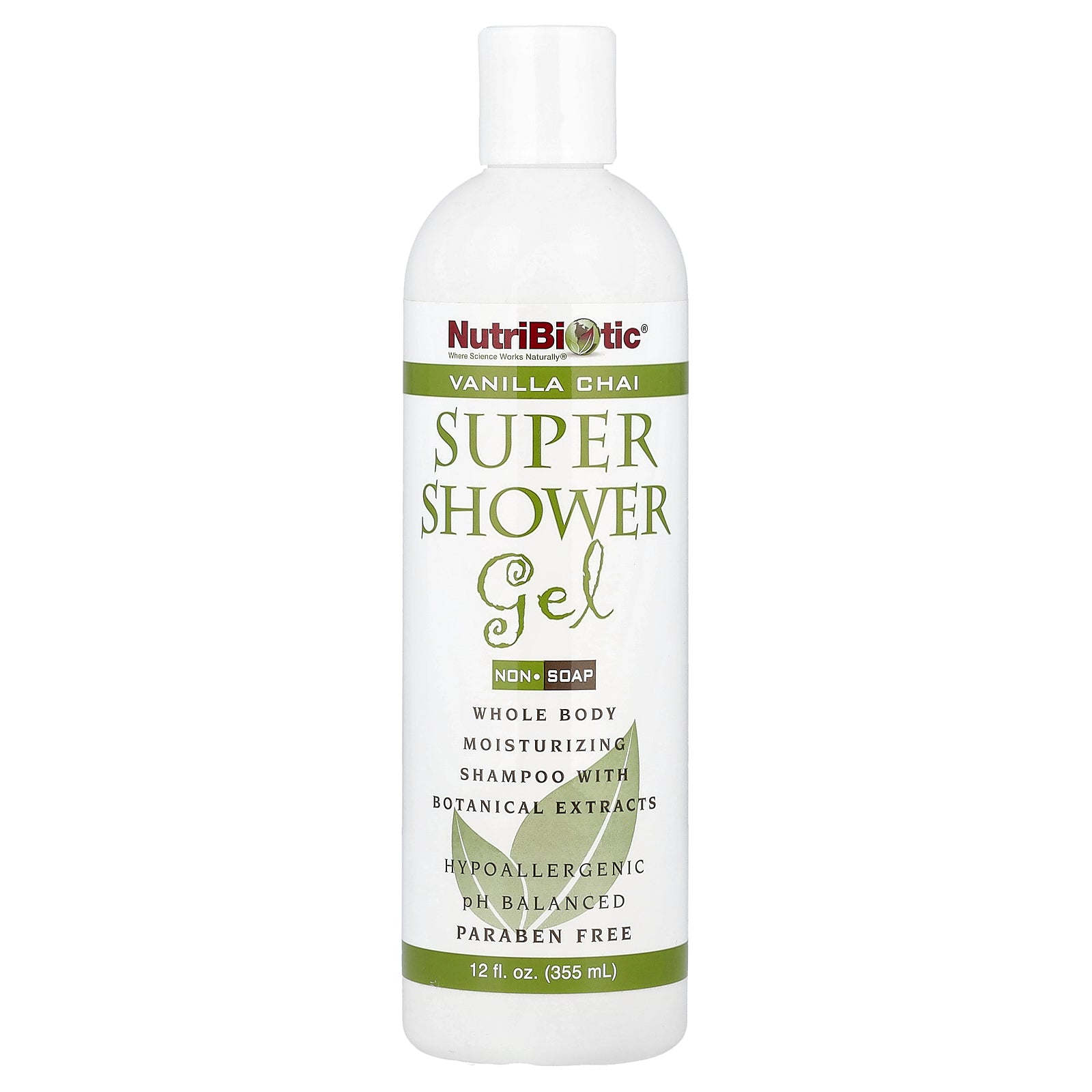 NutriBiotic, Super Shower Gel, Non-Soap, Vanilla Chai, 12 fl oz (355 ml)