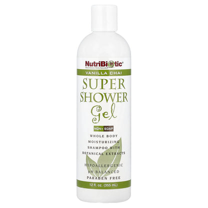 NutriBiotic, Super Shower Gel, Non-Soap, Vanilla Chai, 12 fl oz (355 ml)
