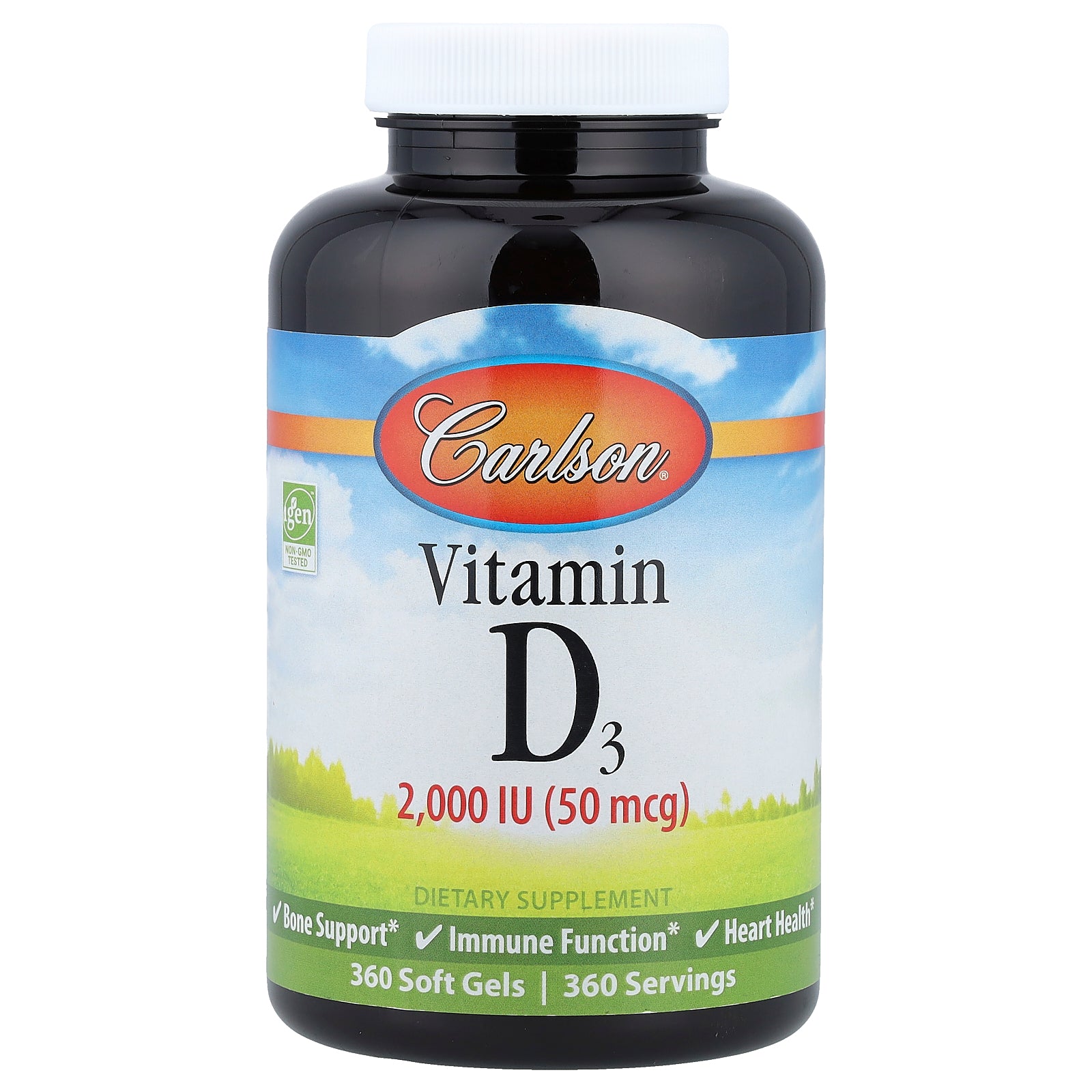 Carlson, Vitamin D3, 50 mcg (2,000 IU), 360 Soft Gels