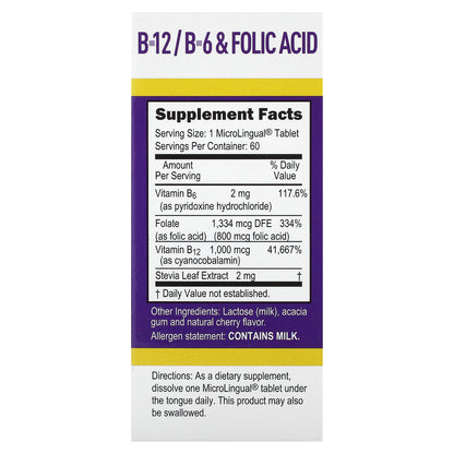 Superior Source, Cyanocobalamin B-12, B-6 & Folic Acid, 60 MicroLingual® Instant Dissolve Tablets
