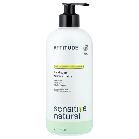 ATTITUDE, Sensitive Natural, Hand Soap, Fresh Apple, 16 fl oz (473 ml)