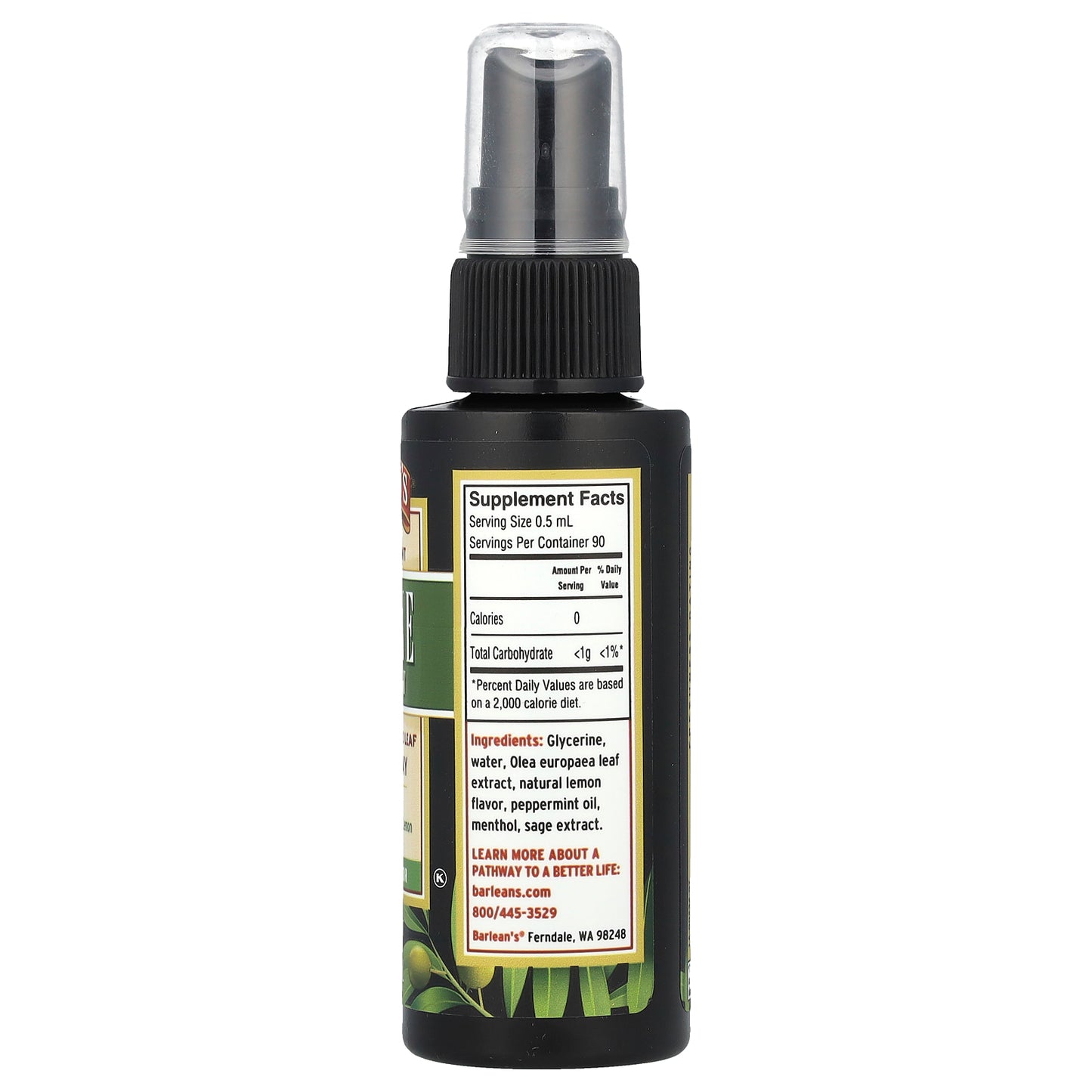 Barlean's, Immune Support, Broad Spectrum Olive Leaf Throat Spray, Peppermint, 1.5 fl oz (45 ml)