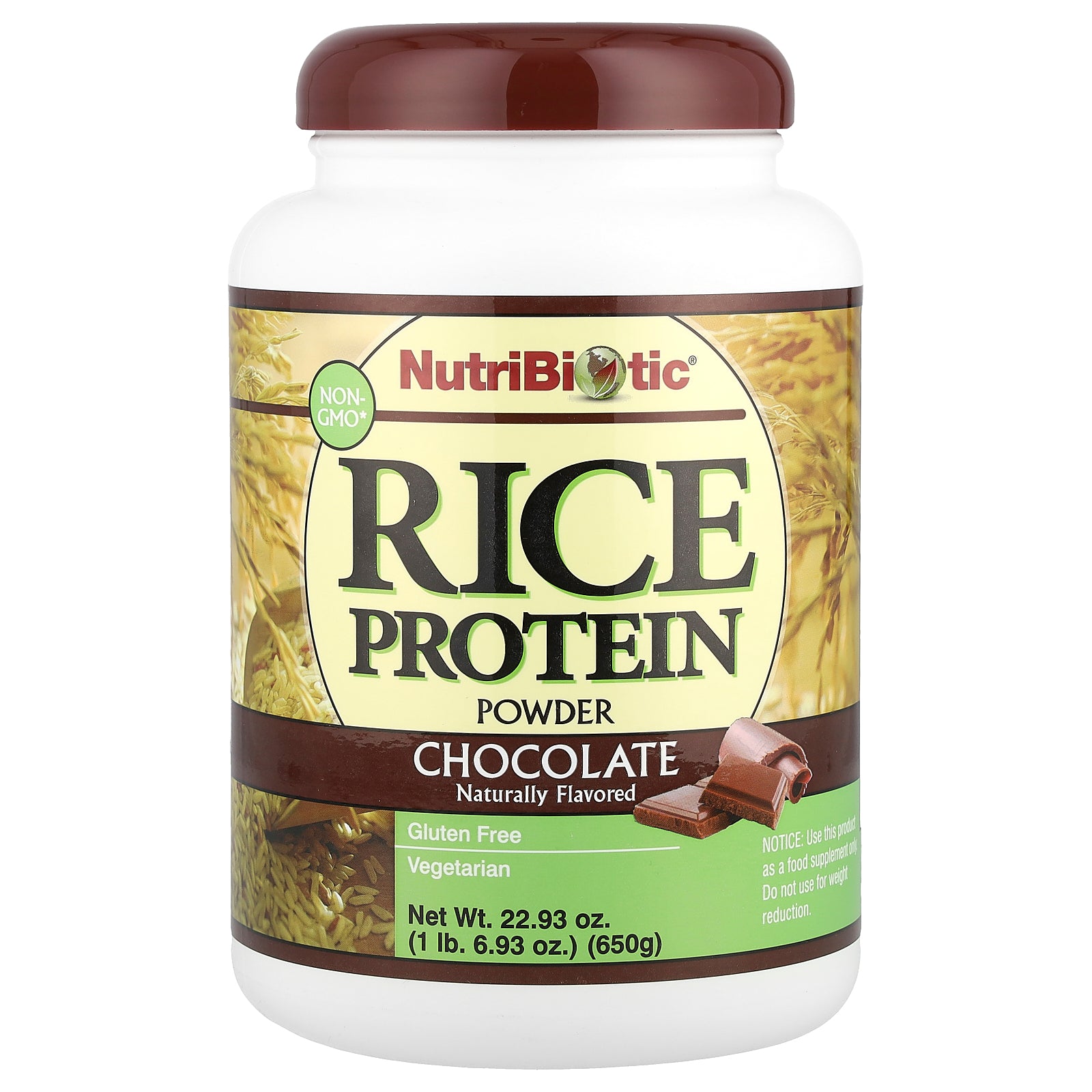 NutriBiotic, Rice Protein Powder, Chocolate, 1 lb 6.93 oz (650 g)