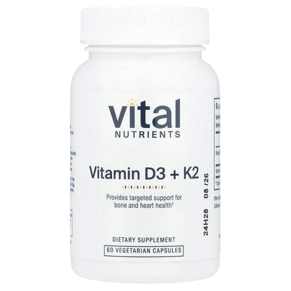 Vital Nutrients, Vitamin D3 + K2, 60 Vegetarian Capsules